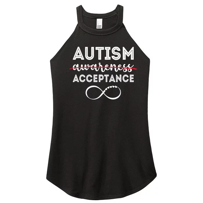 Acceptance Not Awareness Funny Red Instead Autism Women’s Perfect Tri Rocker Tank