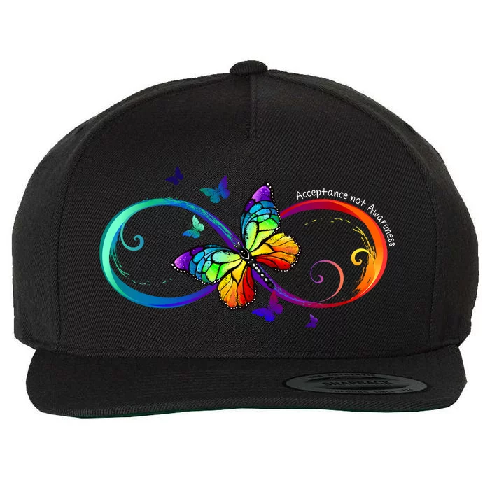 Acceptance Not Awareness Butterfly Wool Snapback Cap