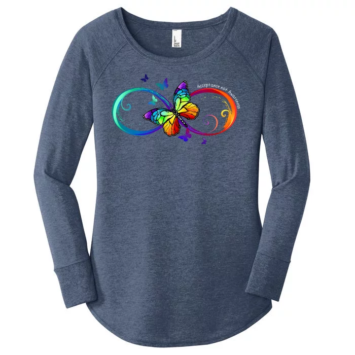 Acceptance Not Awareness Butterfly Women's Perfect Tri Tunic Long Sleeve Shirt