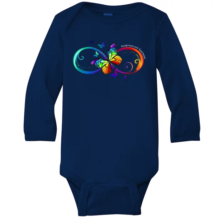 Acceptance Not Awareness Butterfly Baby Long Sleeve Bodysuit