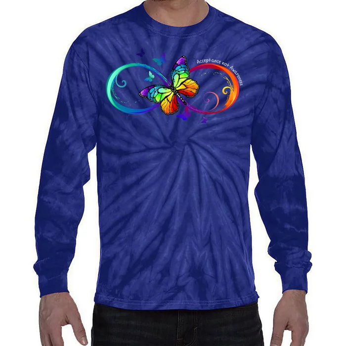 Acceptance Not Awareness Butterfly Tie-Dye Long Sleeve Shirt