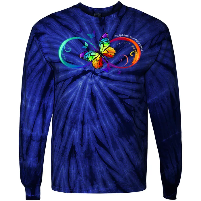 Acceptance Not Awareness Butterfly Tie-Dye Long Sleeve Shirt