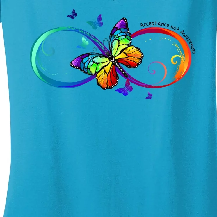 Acceptance Not Awareness Butterfly Women's V-Neck T-Shirt