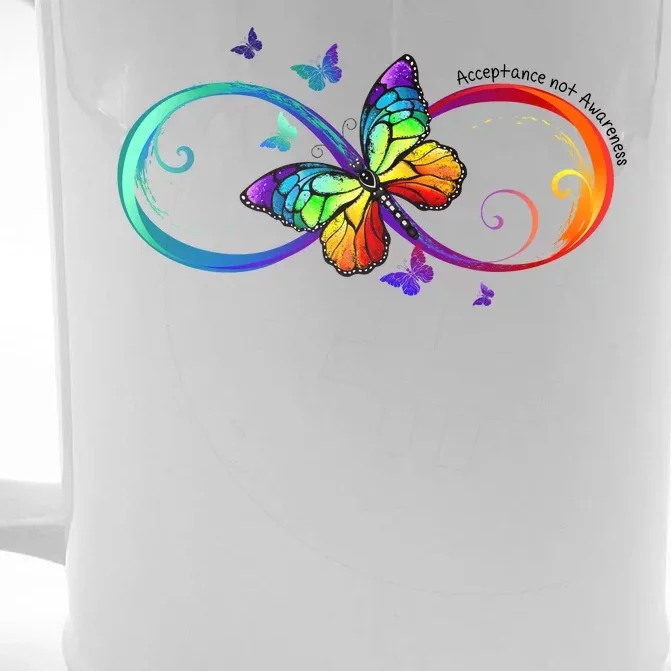 Acceptance Not Awareness Butterfly Front & Back Beer Stein