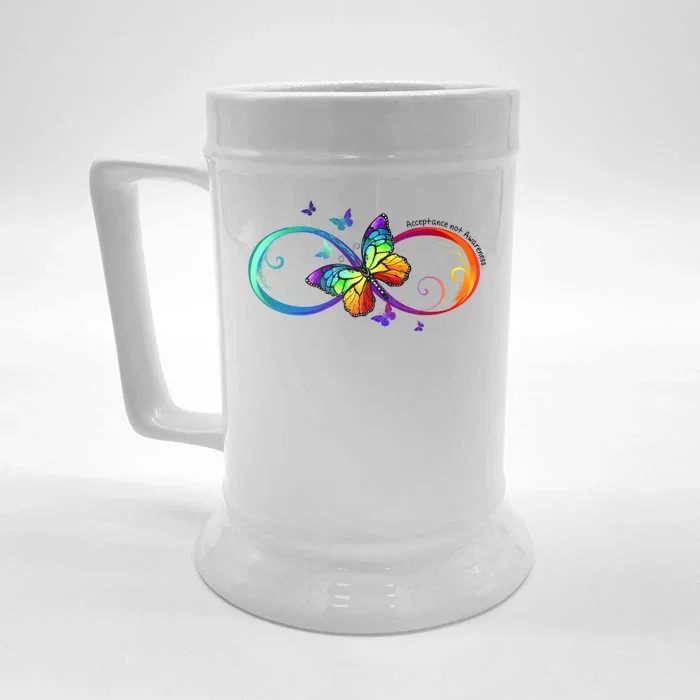 Acceptance Not Awareness Butterfly Front & Back Beer Stein