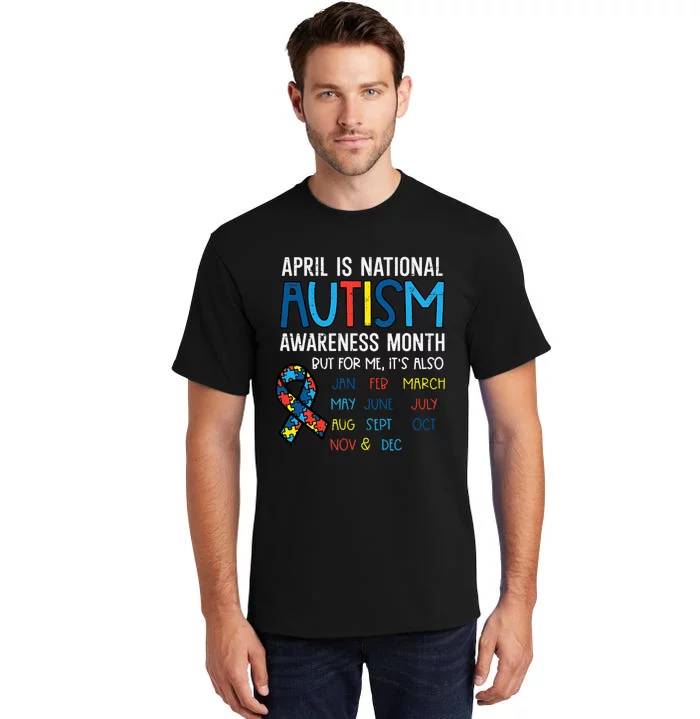 April National Autism Awareness Month Ribbon Men Women Tall T-Shirt