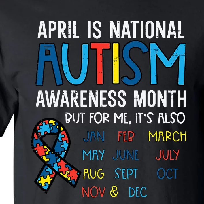 April National Autism Awareness Month Ribbon Men Women Tall T-Shirt