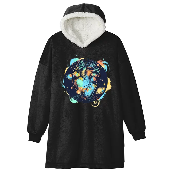 Anatomic Heart Among Galaxies and Planets Hooded Wearable Blanket