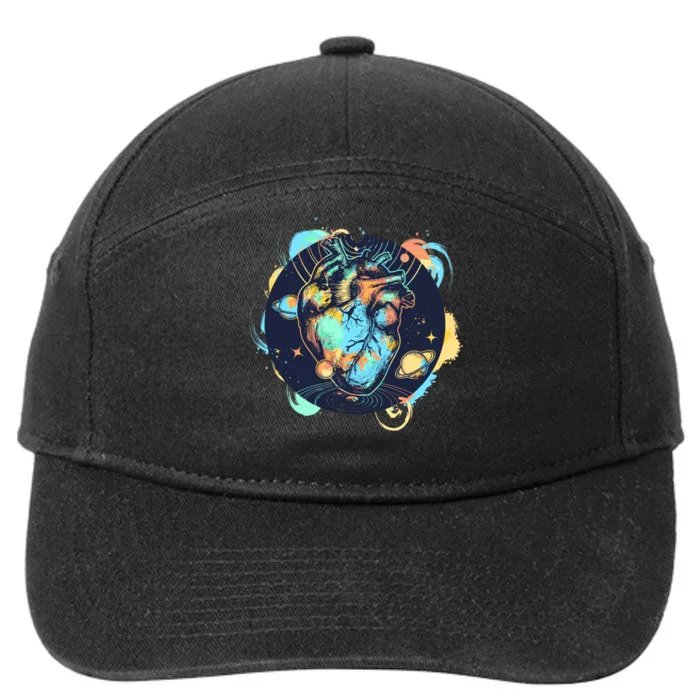 Anatomic Heart Among Galaxies and Planets 7-Panel Snapback Hat