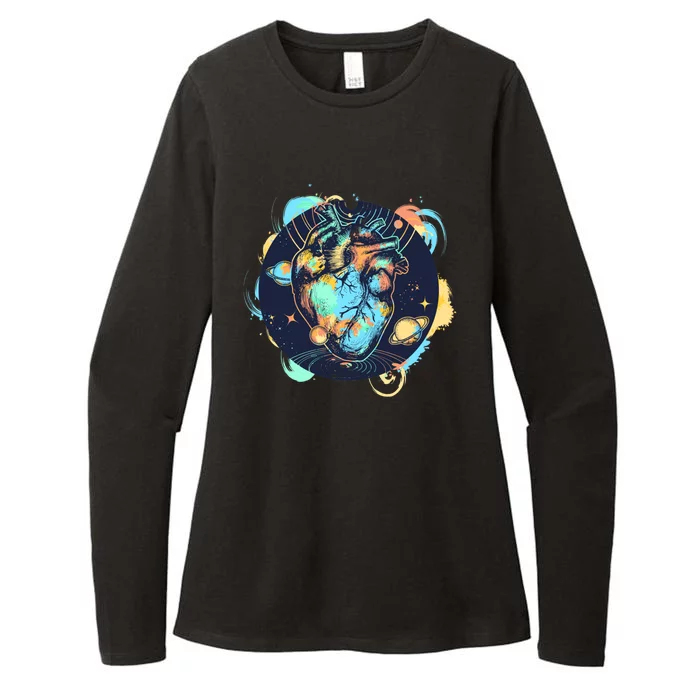 Anatomic Heart Among Galaxies and Planets Womens CVC Long Sleeve Shirt