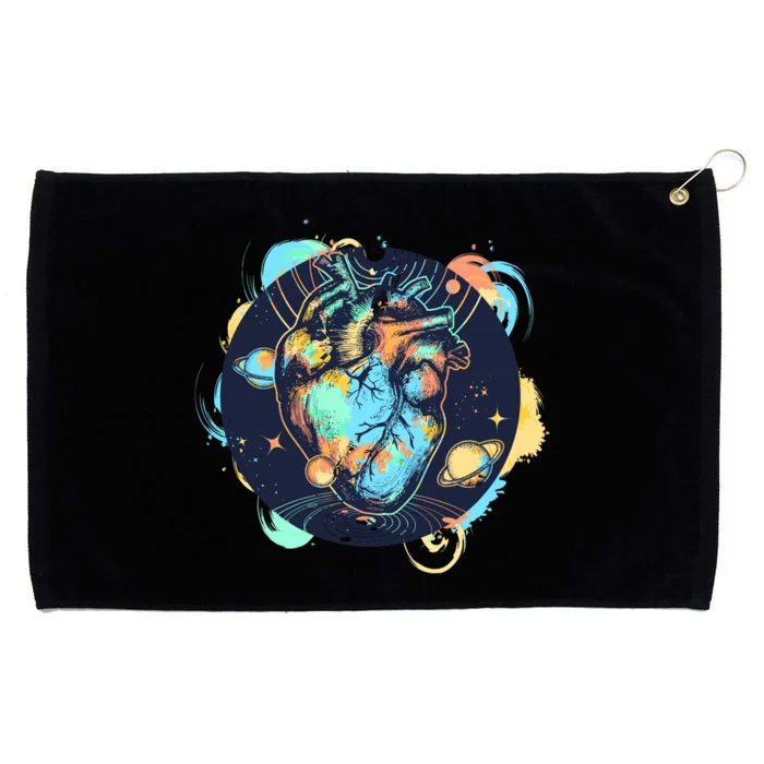 Anatomic Heart Among Galaxies and Planets Grommeted Golf Towel