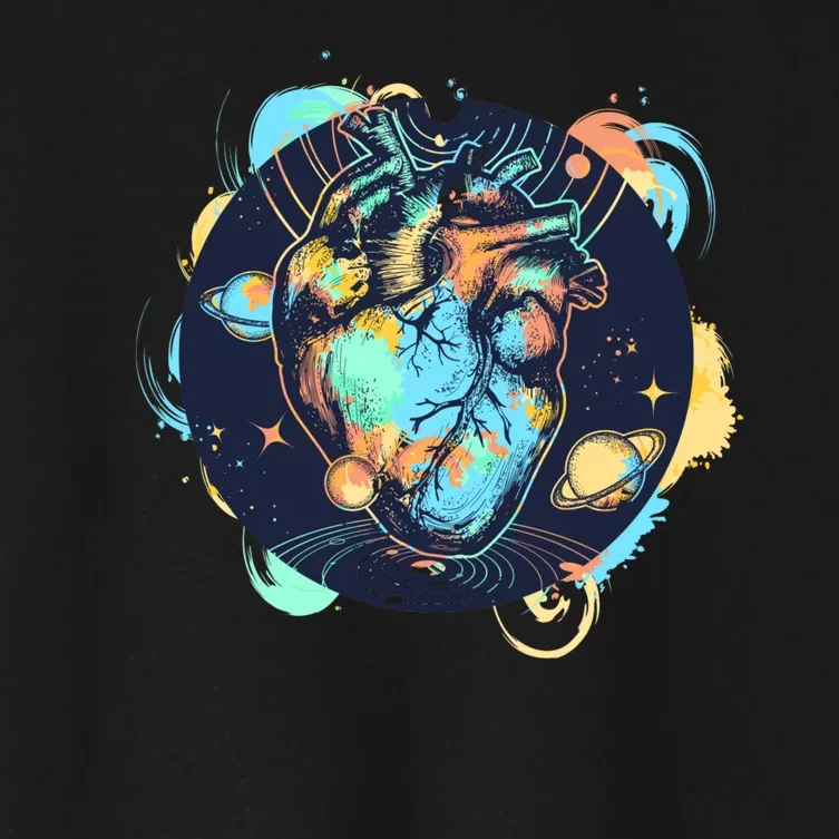 Anatomic Heart Among Galaxies and Planets Women's Crop Top Tee