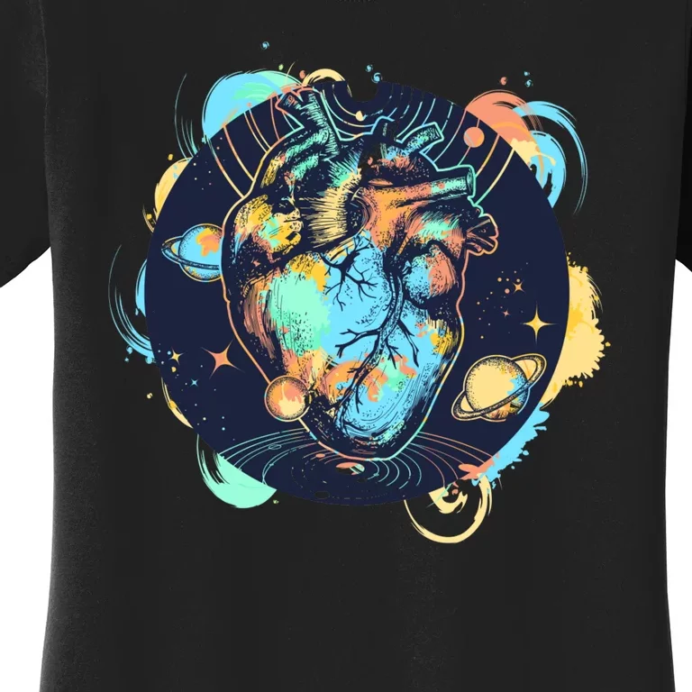 Anatomic Heart Among Galaxies and Planets Women's T-Shirt