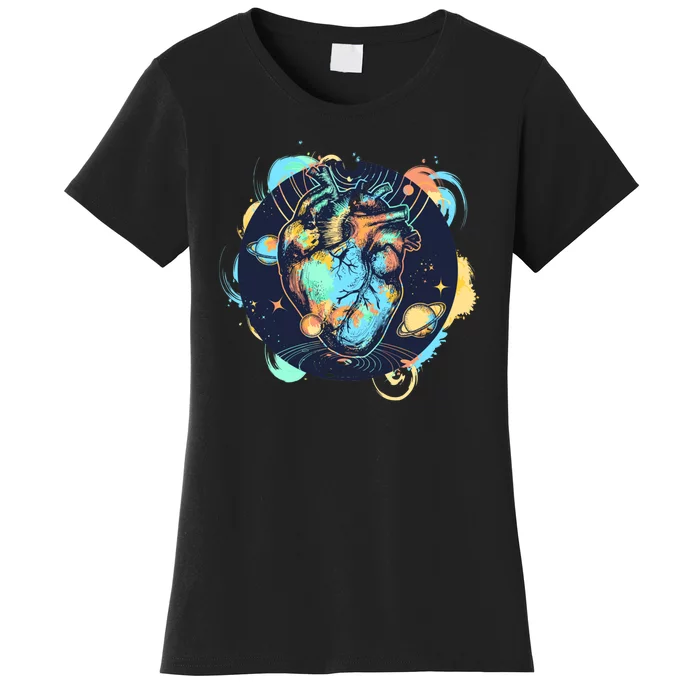 Anatomic Heart Among Galaxies and Planets Women's T-Shirt