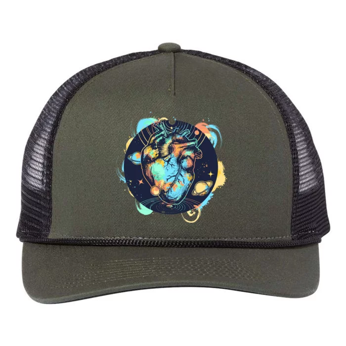 Anatomic Heart Among Galaxies and Planets Retro Rope Trucker Hat Cap