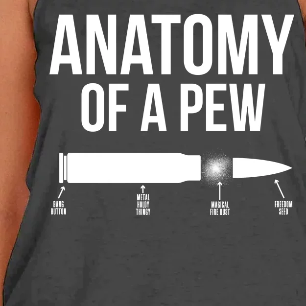 Anatomy Of A Pew Funny Bullet Pro Guns Women's Knotted Racerback Tank