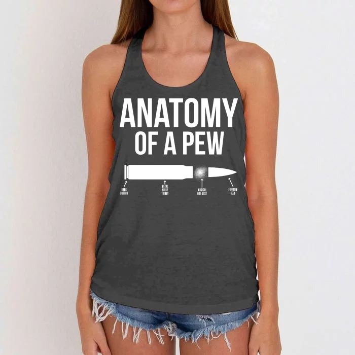 Anatomy Of A Pew Funny Bullet Pro Guns Women's Knotted Racerback Tank