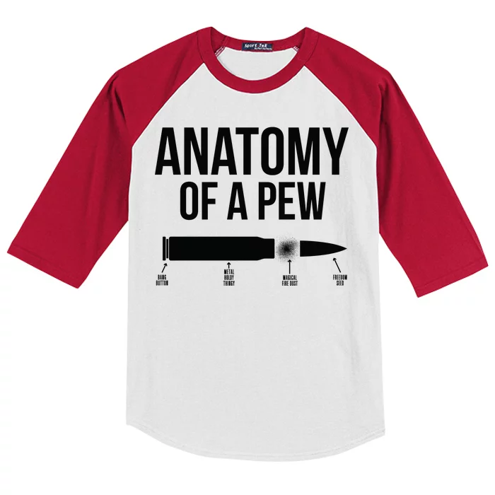 Anatomy Of A Pew Funny Bullet Pro Guns Kids Colorblock Raglan Jersey