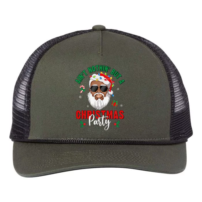 Aint Nothin But A Christmas Party Black African Santa Claus Retro Rope Trucker Hat Cap