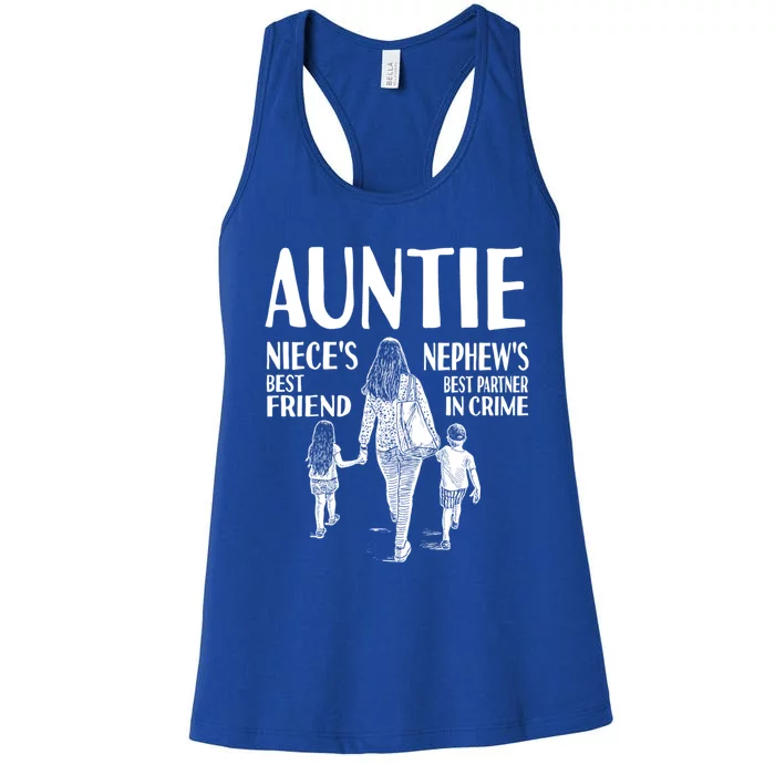 Auntie Nieces Best Friend Nephews Best Partner In Crime Meaningful Gift Women's Racerback Tank