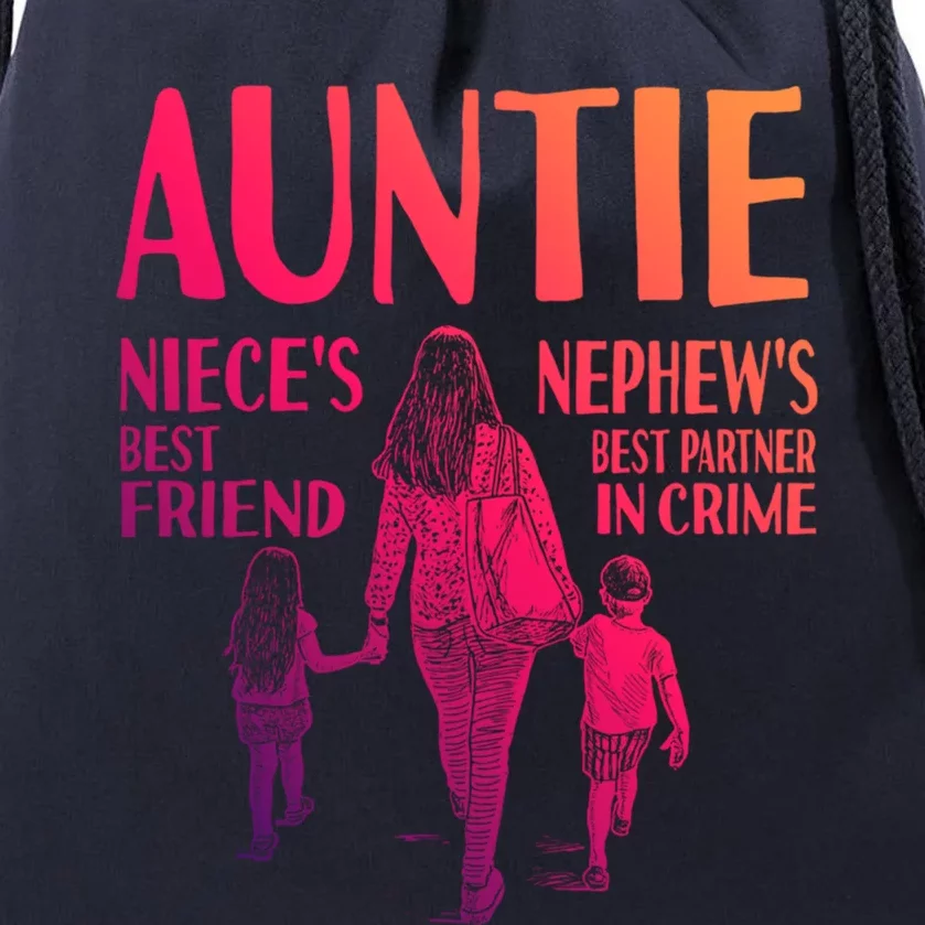 Auntie Nieces Best Friend Nephews Best Partner In Crime Gift Drawstring Bag