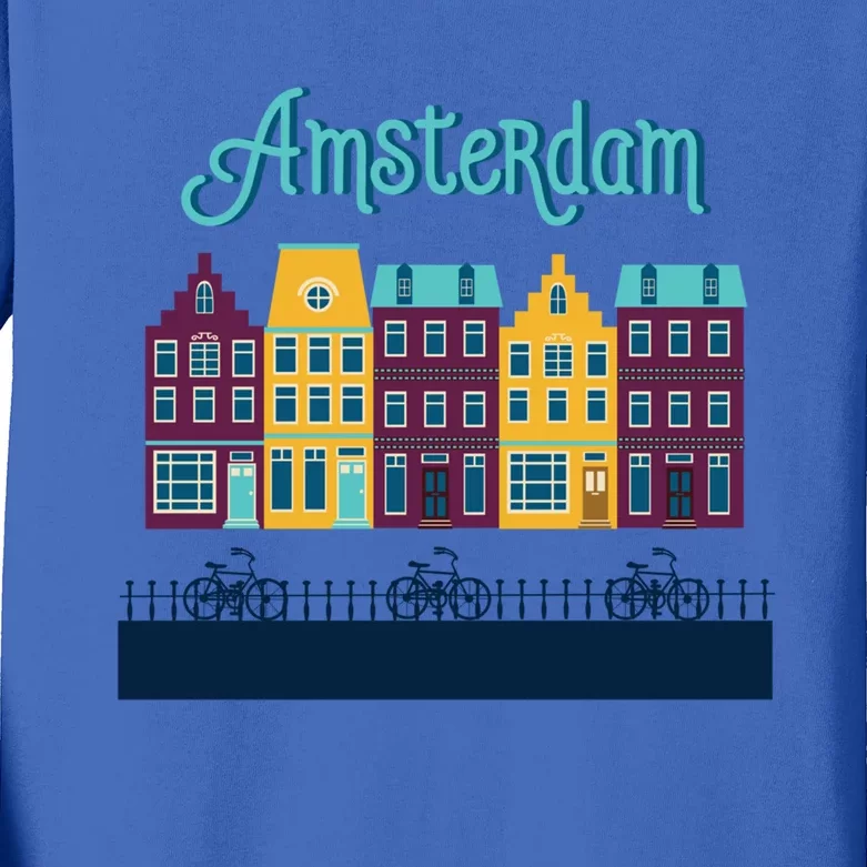 Amsterdam Netherlands Bicycle Europe Funny Gift Kids Long Sleeve Shirt