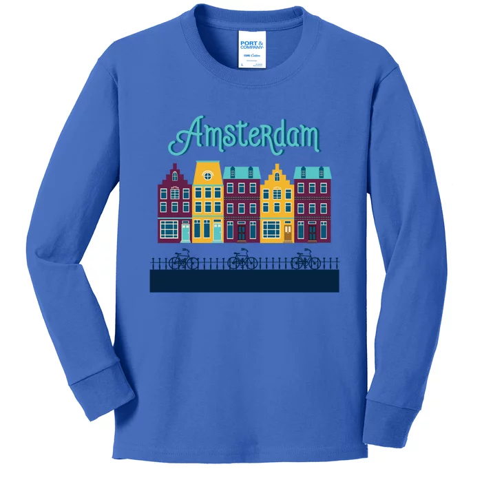 Amsterdam Netherlands Bicycle Europe Funny Gift Kids Long Sleeve Shirt