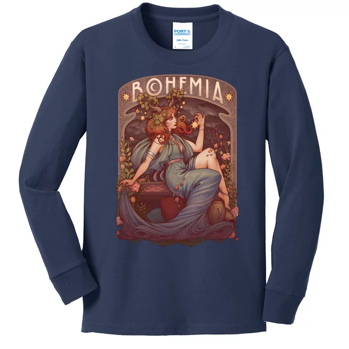 Art Nouveau Bohemia Kids Long Sleeve Shirt