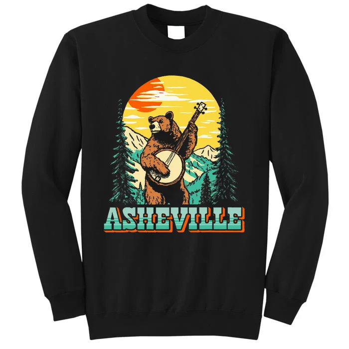 Asheville North Carolina Banjo Bear Vintage Nature Tall Sweatshirt