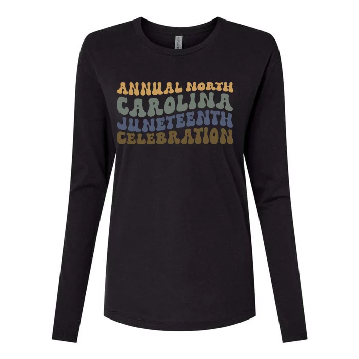 Annual North Carolina Juneteenth Celebration Retro Art Womens Cotton Relaxed Long Sleeve T-Shirt