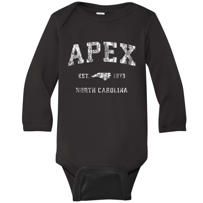 Apex North Carolina Nc Vintage Athletic Baby Long Sleeve Bodysuit