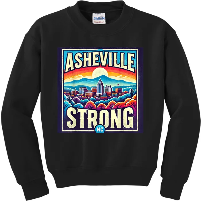 Asheville North Carolina Asheville Strong Gift Kids Sweatshirt