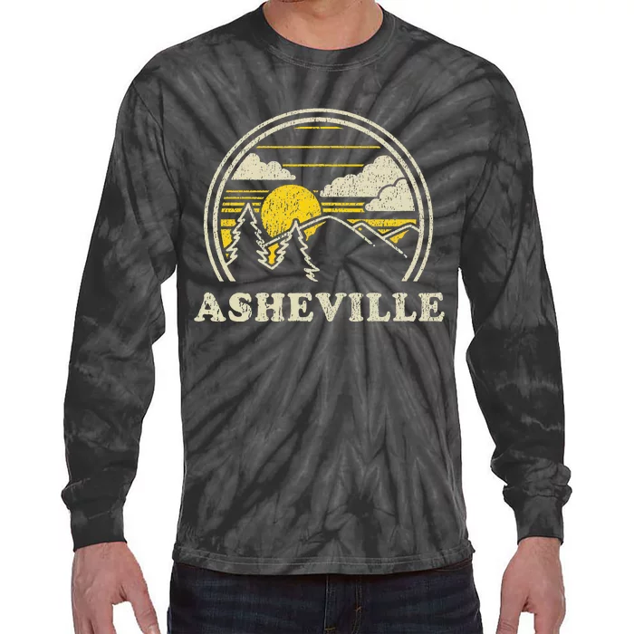 Asheville North Carolina Nc Vintage Hiking Mountains Tie-Dye Long Sleeve Shirt