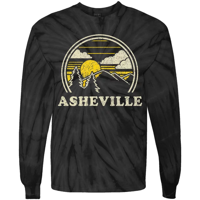 Asheville North Carolina Nc Vintage Hiking Mountains Tie-Dye Long Sleeve Shirt