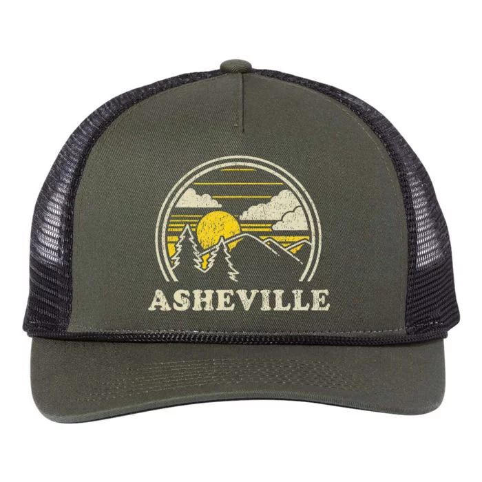 Asheville North Carolina Nc Vintage Hiking Mountains Retro Rope Trucker Hat Cap