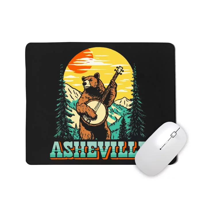 Asheville North Carolina Banjo Bear Vintage Nature Mousepad