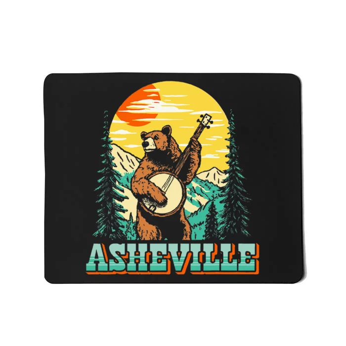 Asheville North Carolina Banjo Bear Vintage Nature Mousepad