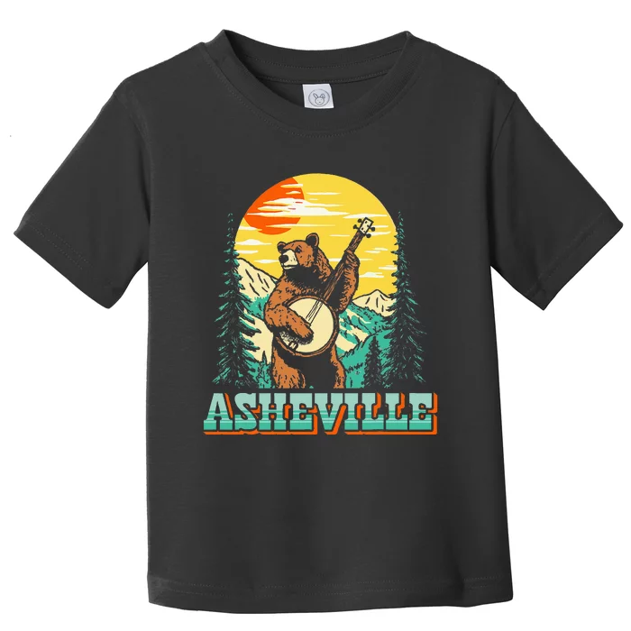 Asheville North Carolina Banjo Bear Vintage Nature Toddler T-Shirt