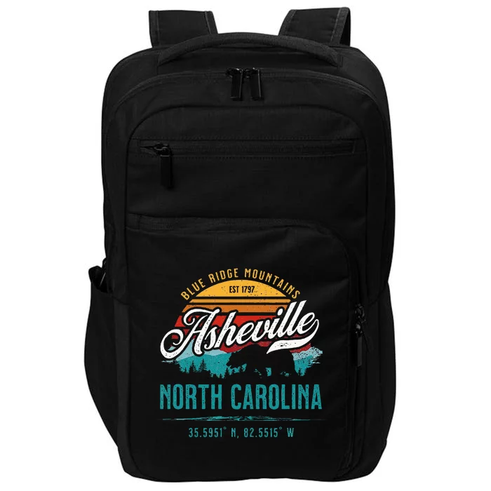 Asheville North Carolina Retro Sunset Blue Ridge Mountains Impact Tech Backpack