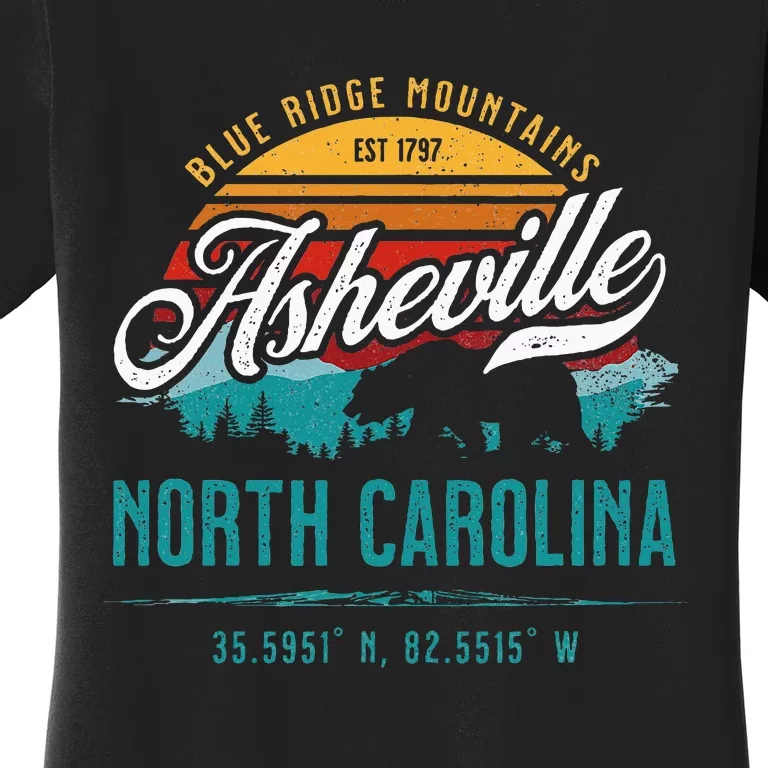 Asheville North Carolina Retro Sunset Blue Ridge Mountains Women's T-Shirt