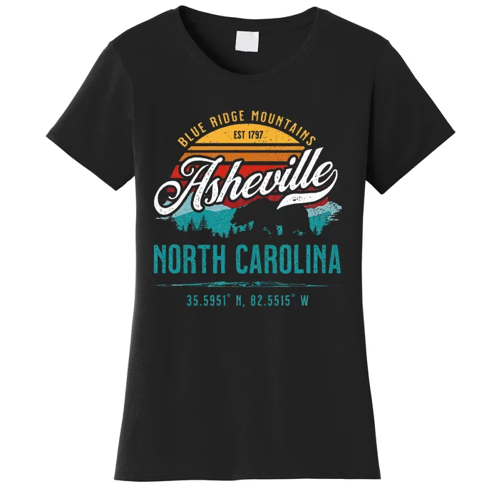 Asheville North Carolina Retro Sunset Blue Ridge Mountains Women's T-Shirt