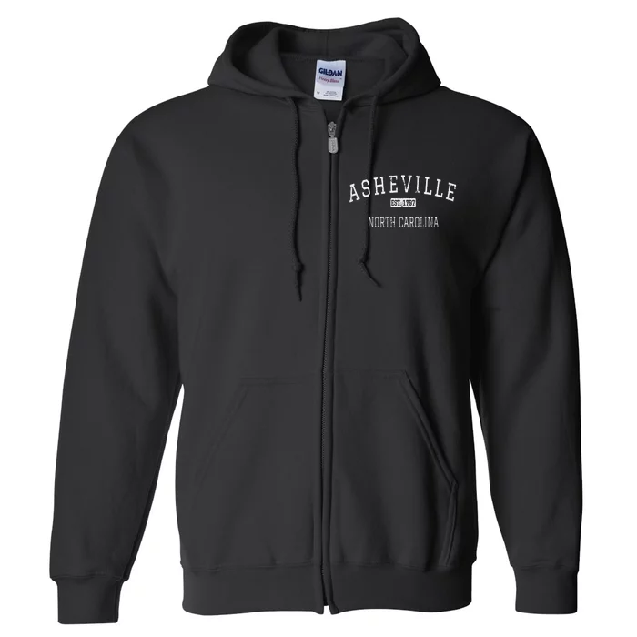 Asheville North Carolina Nc Vintage Full Zip Hoodie