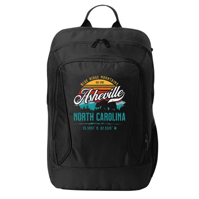 Asheville North Carolina Retro Sunset Blue Ridge Mountains City Backpack