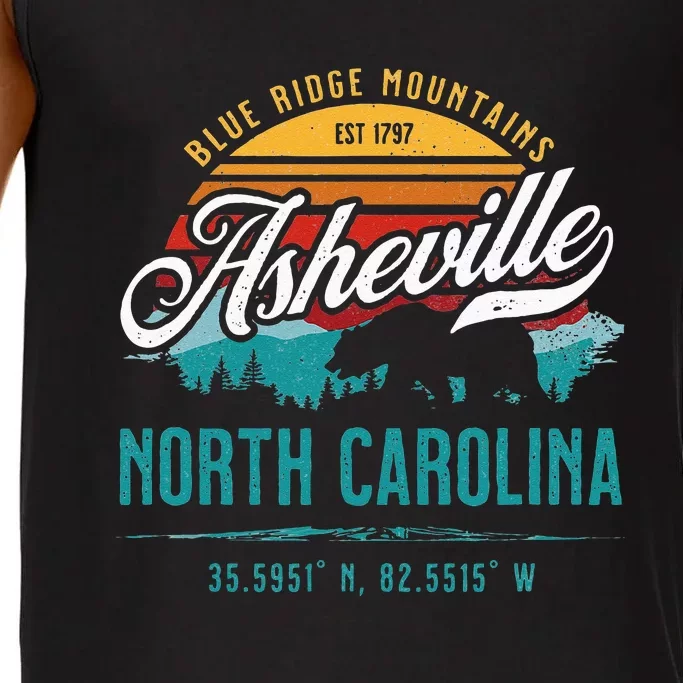 Asheville North Carolina Retro Sunset Blue Ridge Mountains Comfort Colors® Tank Top