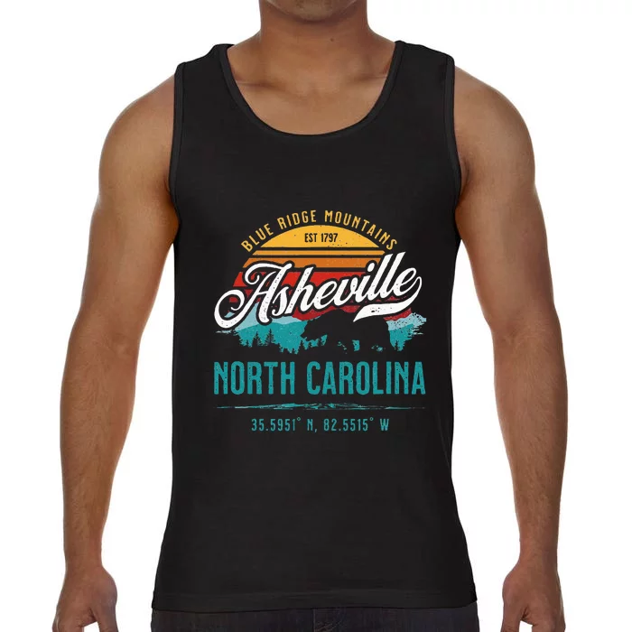 Asheville North Carolina Retro Sunset Blue Ridge Mountains Comfort Colors® Tank Top