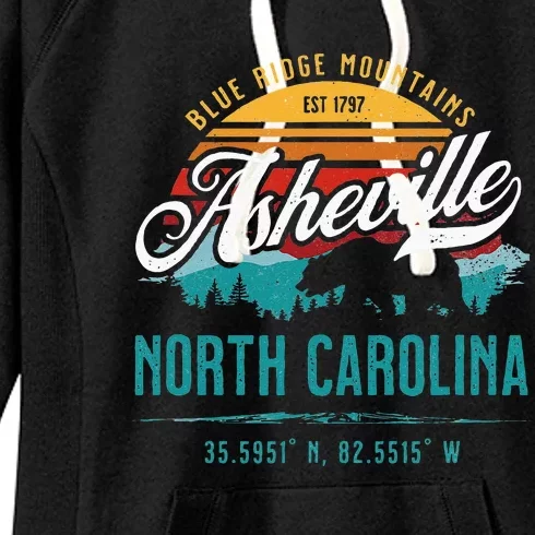 Asheville North Carolina Retro Sunset Blue Ridge Mountains Women's Fleece Hoodie