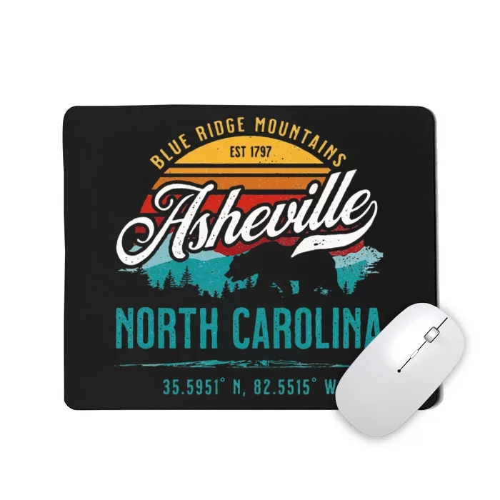 Asheville North Carolina Retro Sunset Blue Ridge Mountains Mousepad