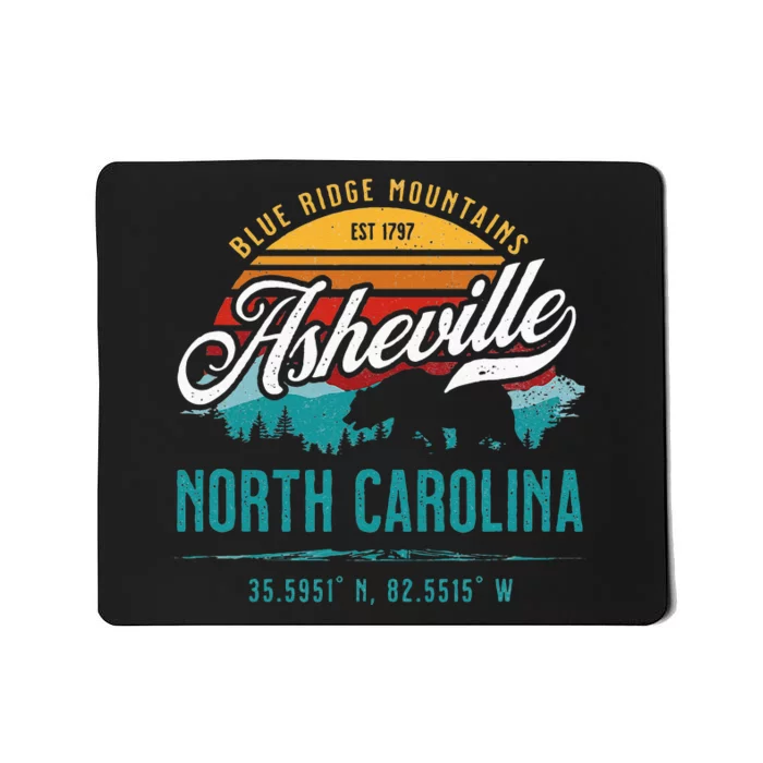 Asheville North Carolina Retro Sunset Blue Ridge Mountains Mousepad