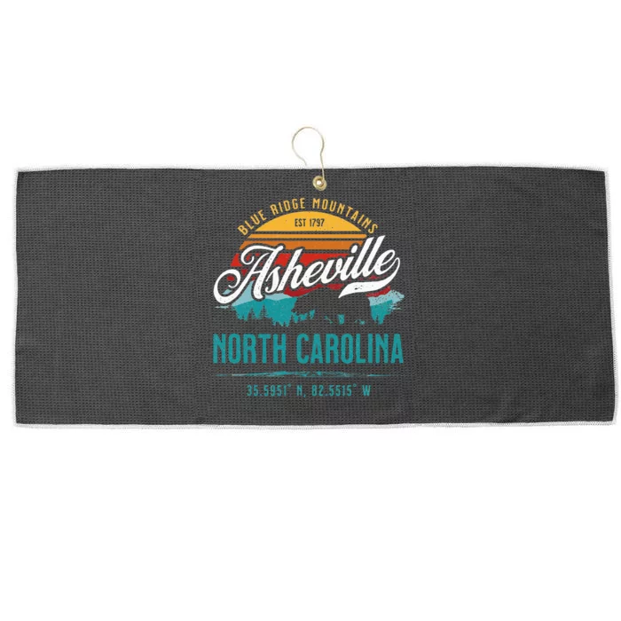 Asheville North Carolina Retro Sunset Blue Ridge Mountains Large Microfiber Waffle Golf Towel