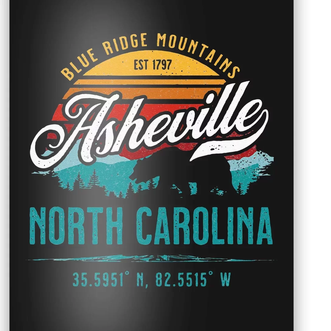 Asheville North Carolina Retro Sunset Blue Ridge Mountains Poster